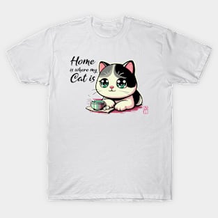 HOME is where my CAT is - I Love my cat - 2 T-Shirt